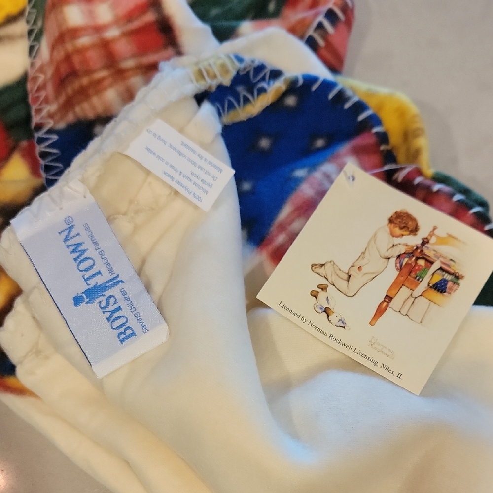 Boys Town Norman Rockwell New Nwt Colorful Patchwork Blanket Child Prayer
